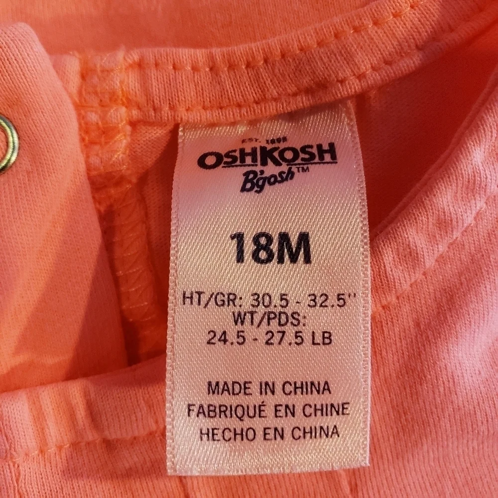 OshKosk B'gosh Bright Coral One Piece Bodysuit 18M